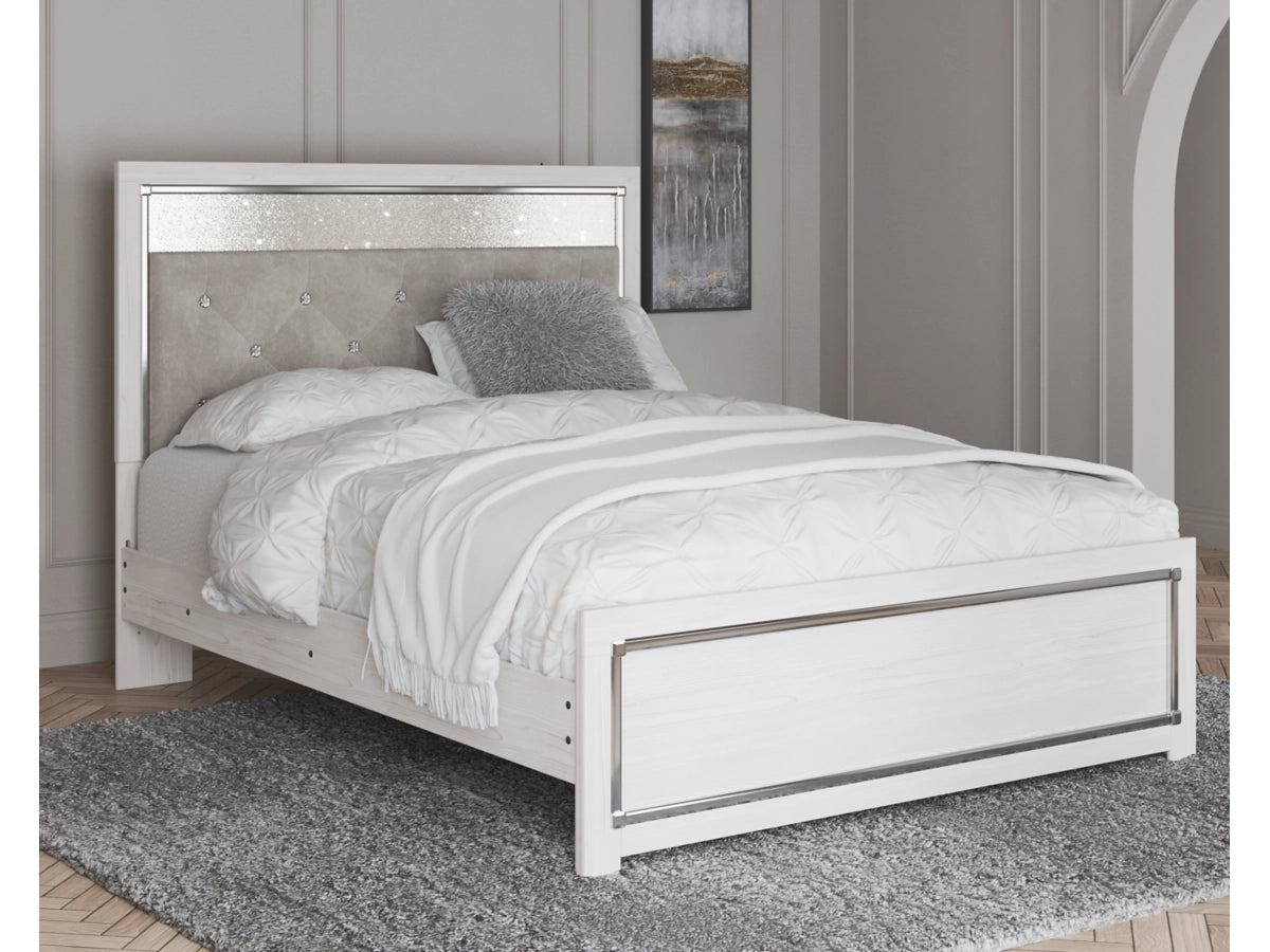 Altyra Panel Bed with Upholstered Headboard