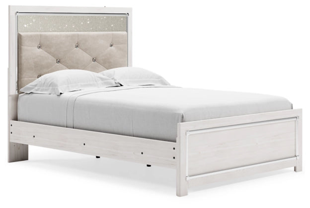 Altyra Panel Bed with Upholstered Headboard