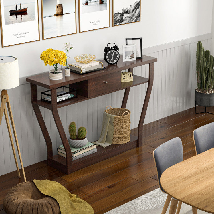 Console Hall Table with Storage Drawer and Shelf