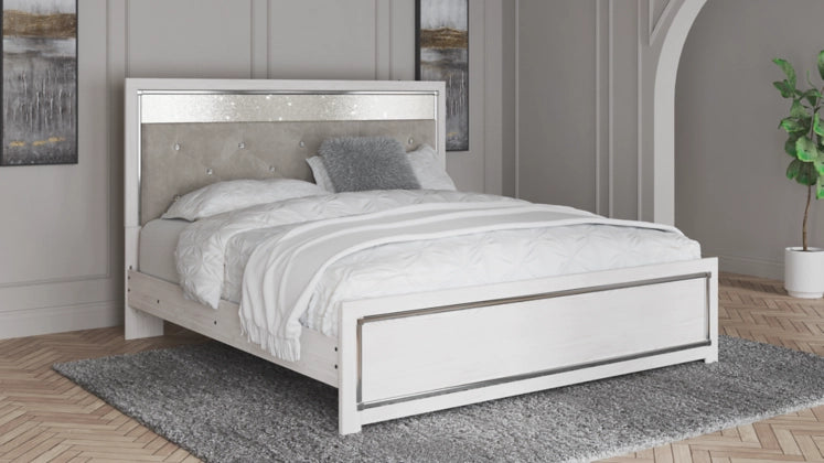 Altyra Panel Bed with Upholstered Headboard