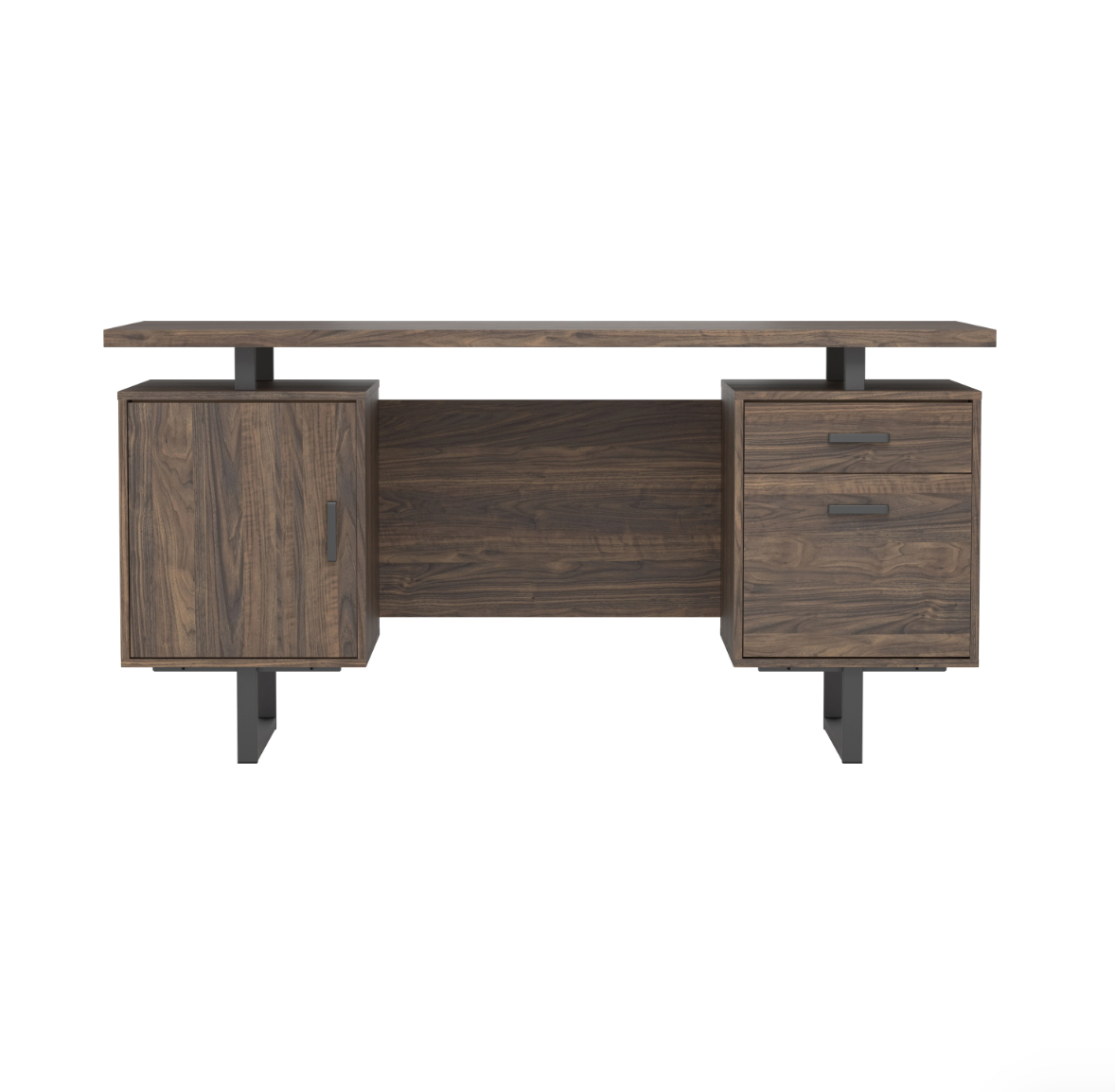 Lawtey Floating Top Office Desk Aged Walnut