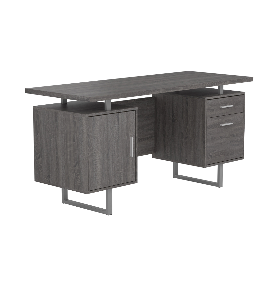 Lawtey Floating Top Office Desk Aged Walnut