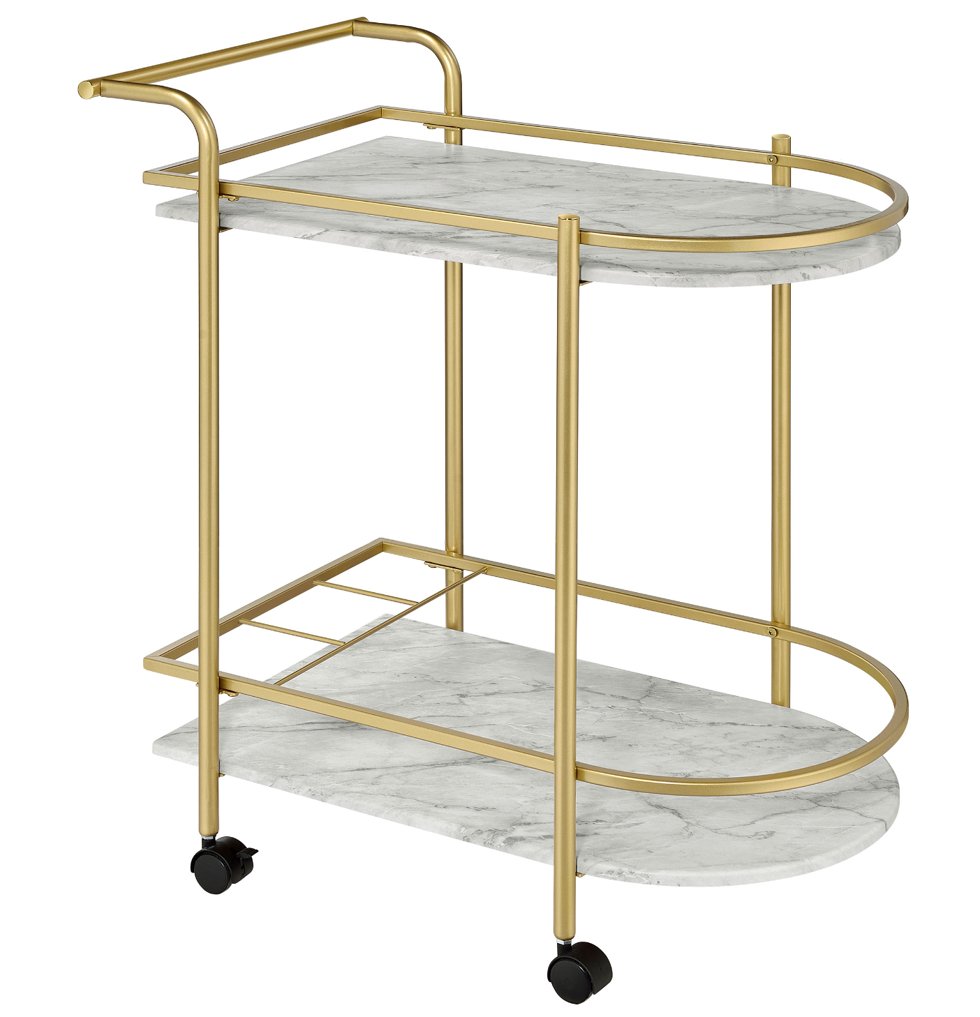 Desiree 2-Tier Bar Cart With Casters Gold