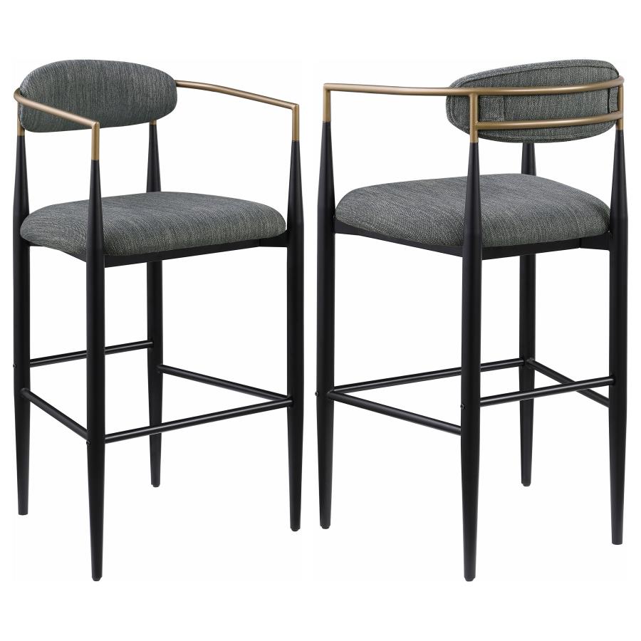 Tina Metal Pub Height Bar Stool with Upholstered Back and Seat set of 2