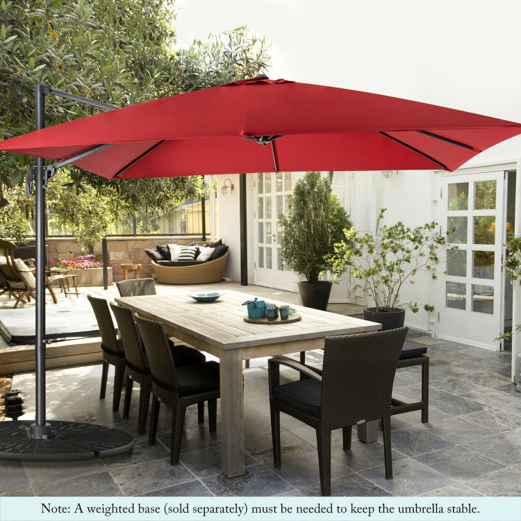 10 x 10 Feet 8-Rib Cantilever Offset Square Patio Umbrella with 3 Tilt Settings