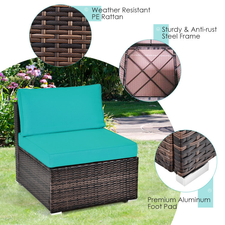 6 Pieces Patio Rattan Furniture Set with Cushions