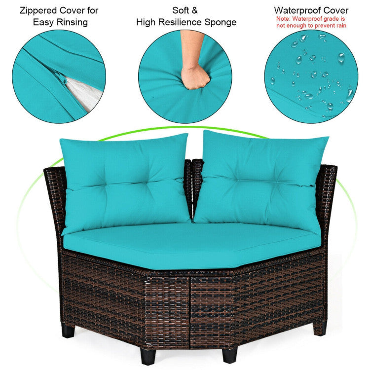 4 Pieces Outdoor Cushioned Rattan Furniture Set