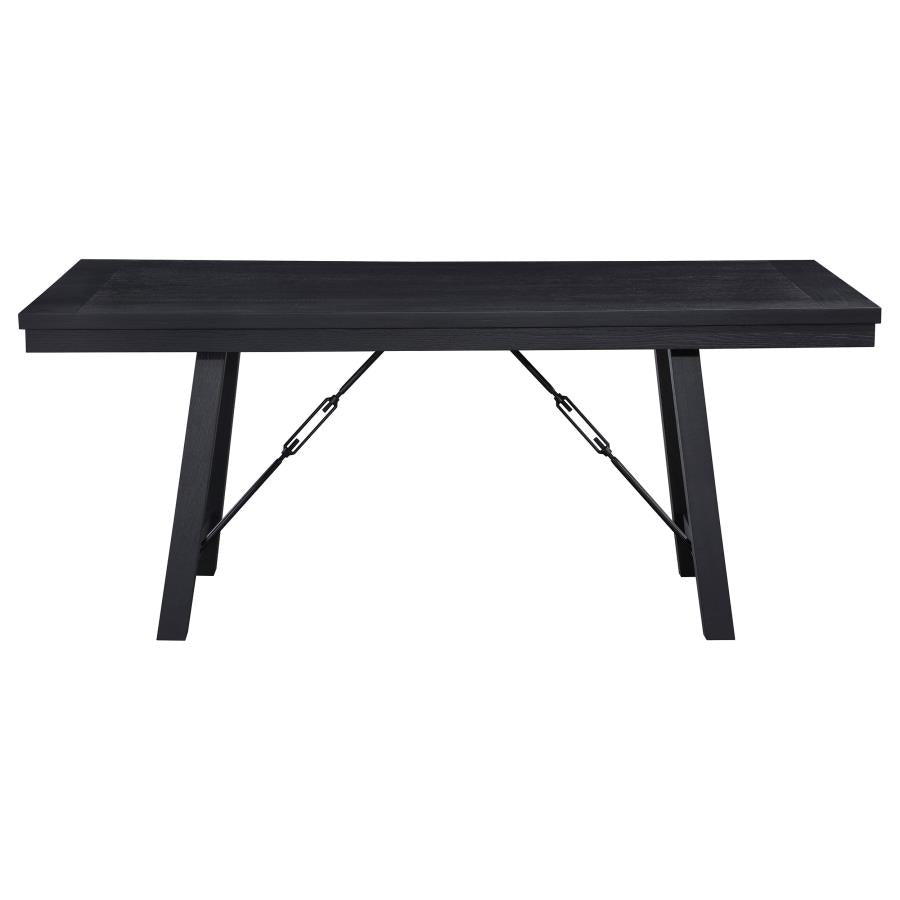 Newport 5-Piece Rectangular Trestle Table Dining Set Black