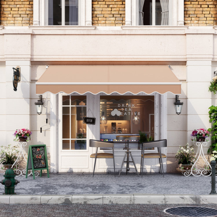 10 x 8.2 Feet Retractable Awning with Easy Opening Manual Crank Handle