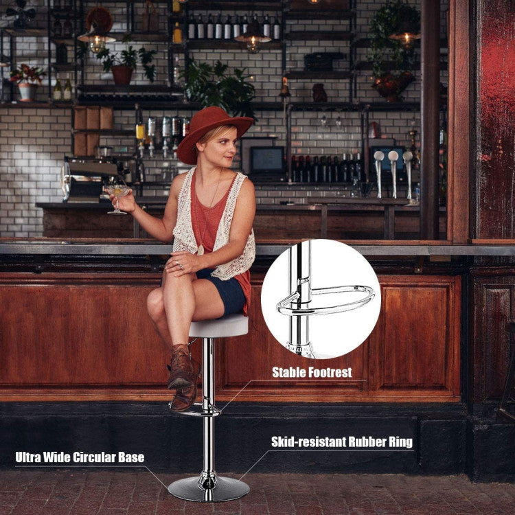 Set of 2 Adjustable Swivel Round Bar Stool Pub Chairs