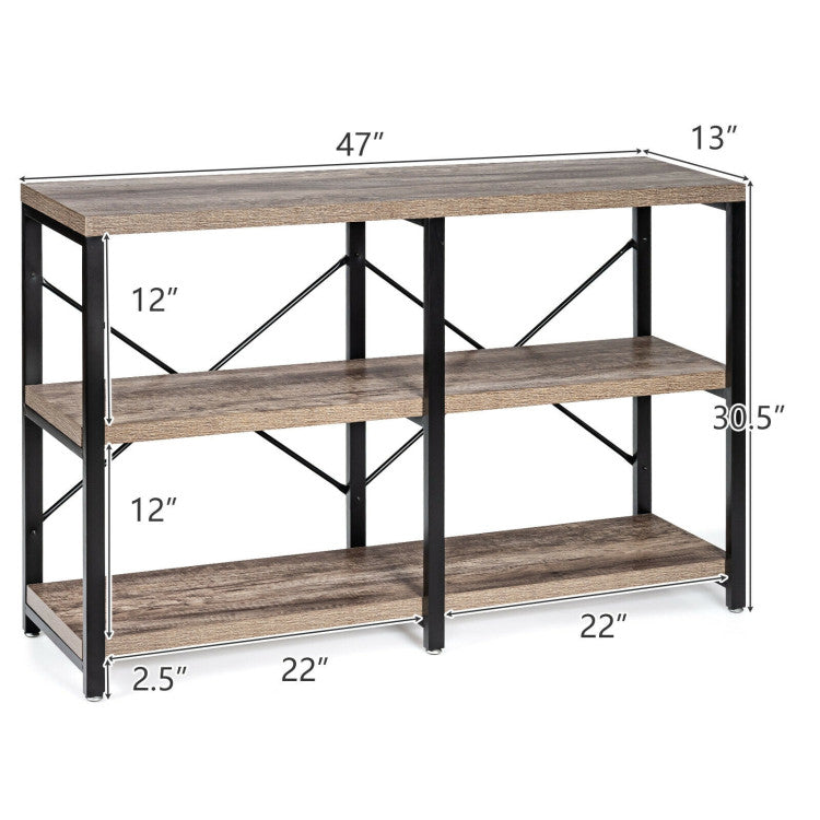 3 Tier 47 Inch Console Metal Frame Sofa Table