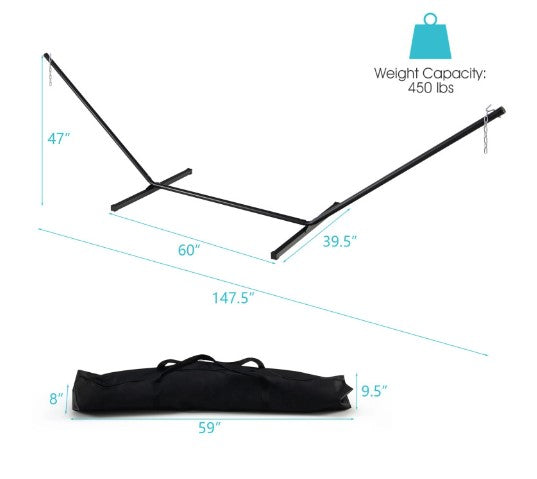 2-Person Heavy-Duty Hammock Stand with Storage Bag