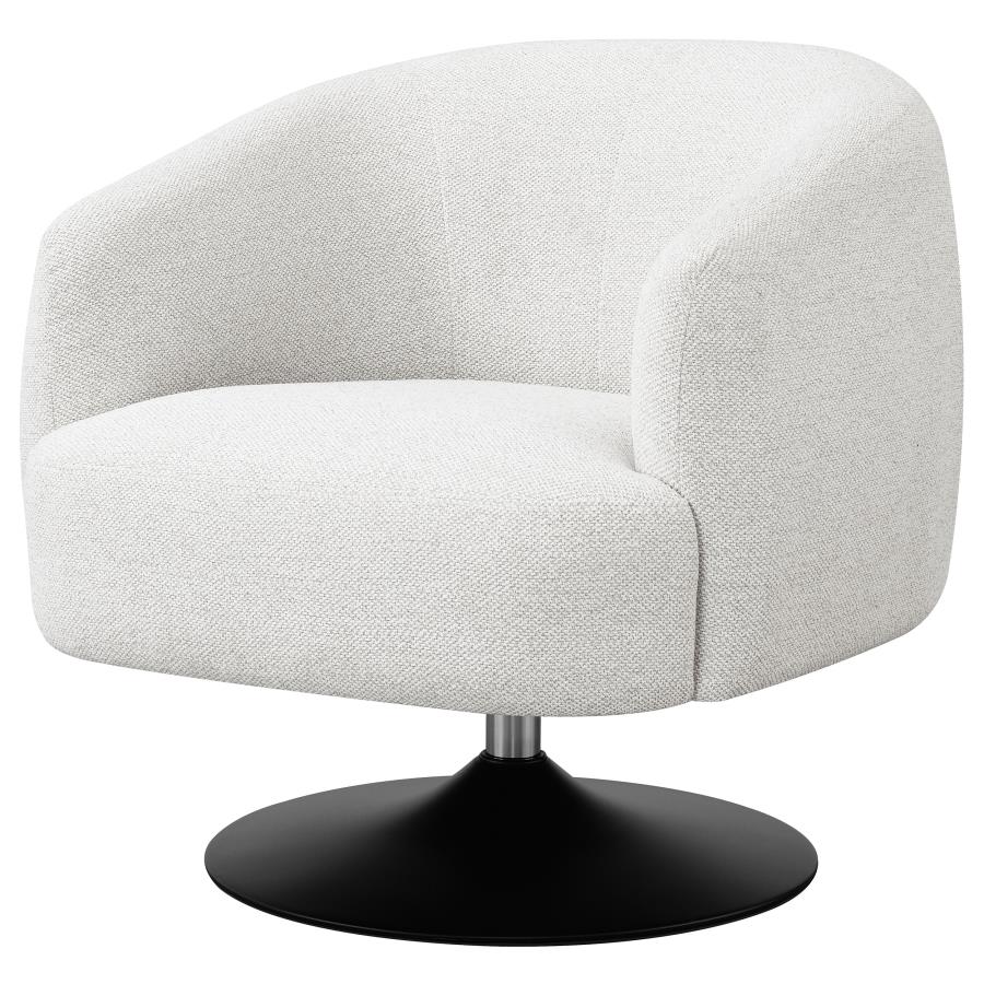 Dave Upholstered Swivel Accent Chair Beige and Matte Black