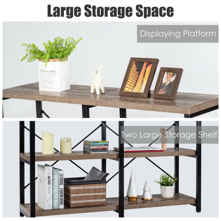 3 Tier 47 Inch Console Metal Frame Sofa Table