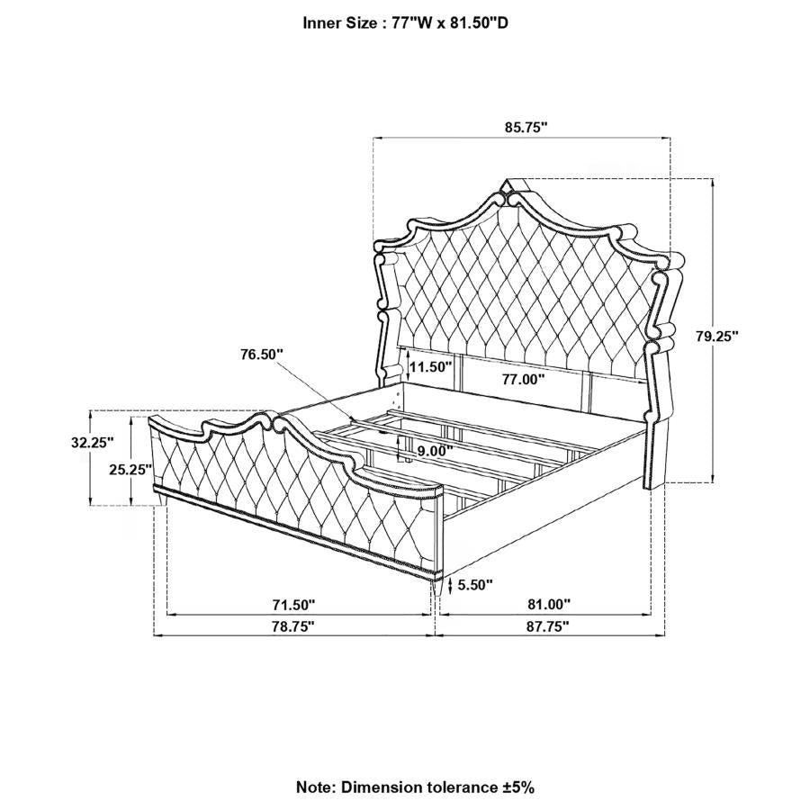 Antonella Upholstered Tufted Ivory and Camel