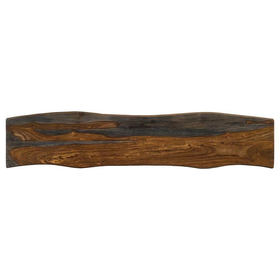 Neve Live-Edge Dining Bench With Hairpin Legs Sheesham Grey And Gunmetal