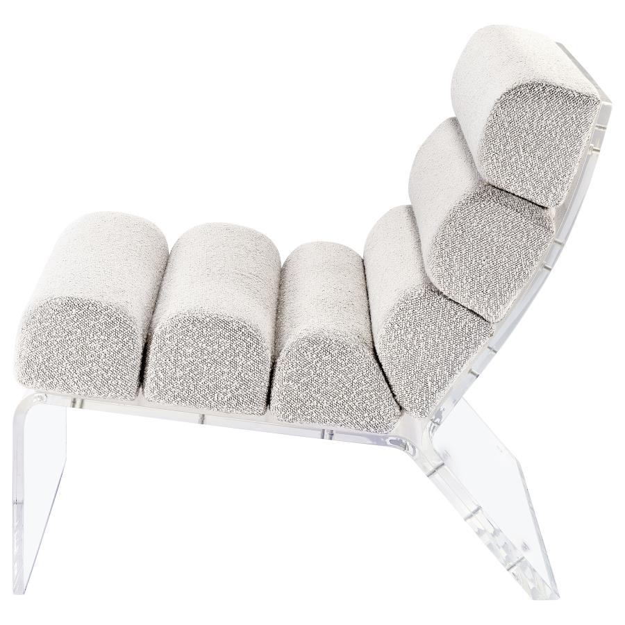 Serreta Boucle Upholstered Armless Accent Chair With Clear Acrylic Frame
