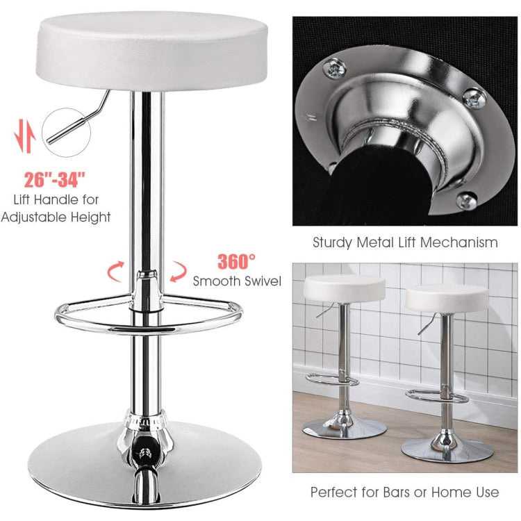Set of 2 Adjustable Swivel Round Bar Stool Pub Chairs