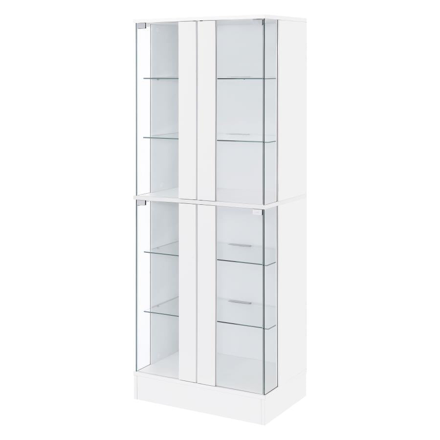 Cabra Display Case Curio Cabinet with Glass Shelves and LED Lighting White/ Black High Gloss