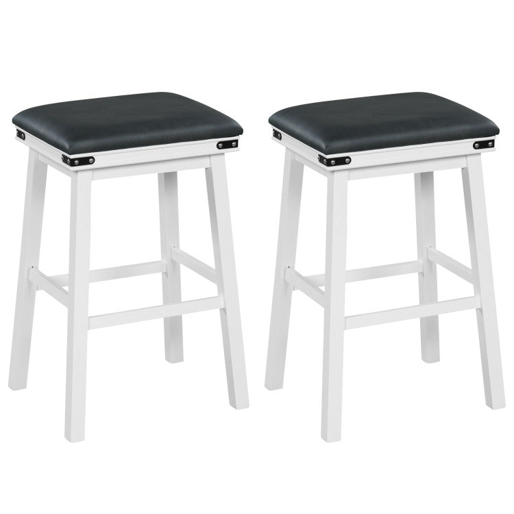 Set of 2 24/30 Inch Dining Bar Stool with Acacia Wood Frame