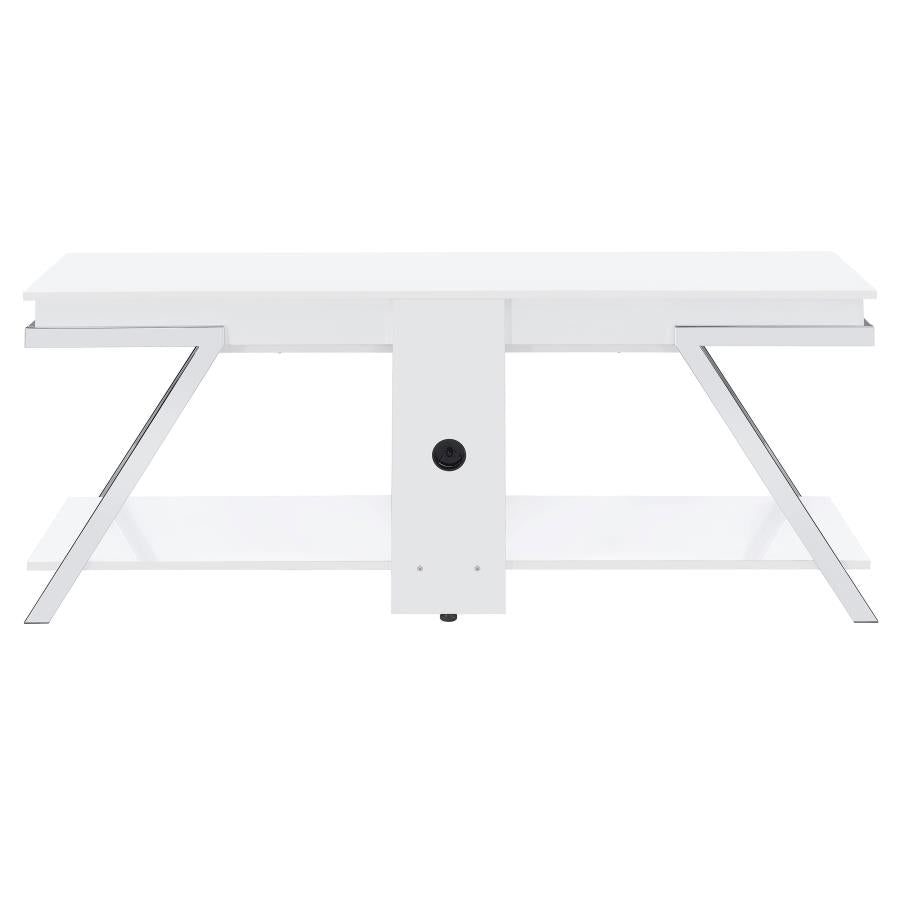Marcia 1-drawer Wood 60" TV Stand White High Gloss and Chrome