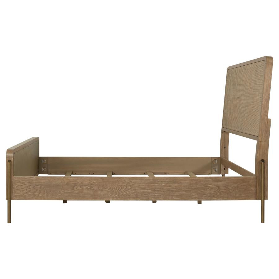 Arini Upholstered Eastern Panel Bed Sand Wash and Natural Cane