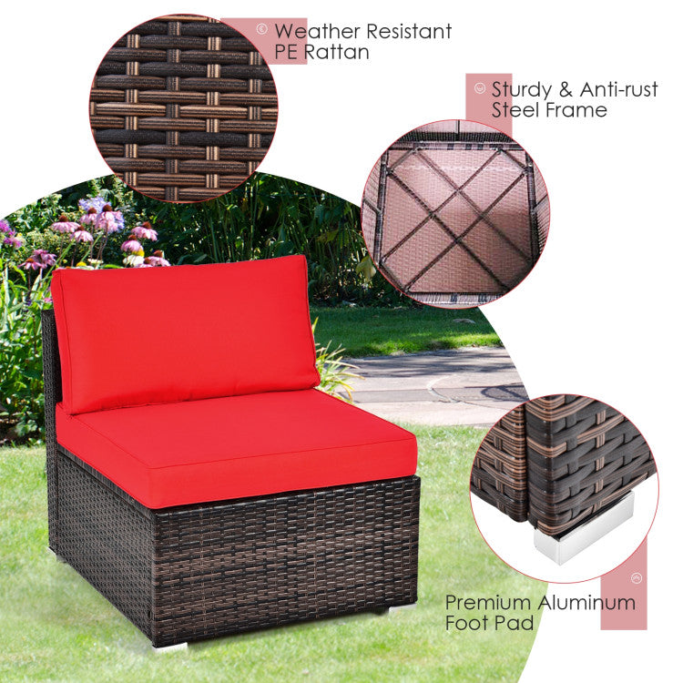 6 Pieces Patio Rattan Furniture Set with Cushions