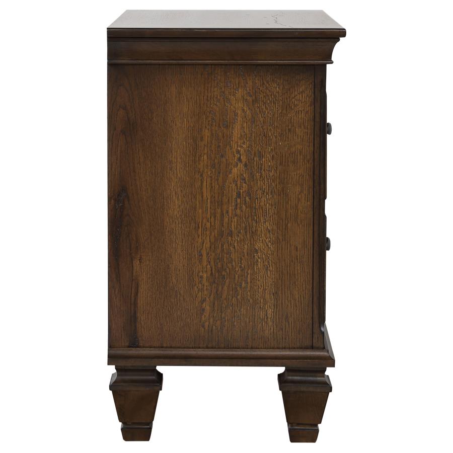 Franco 2-drawer Nightstand with Pull Out Tray Burnished Oak