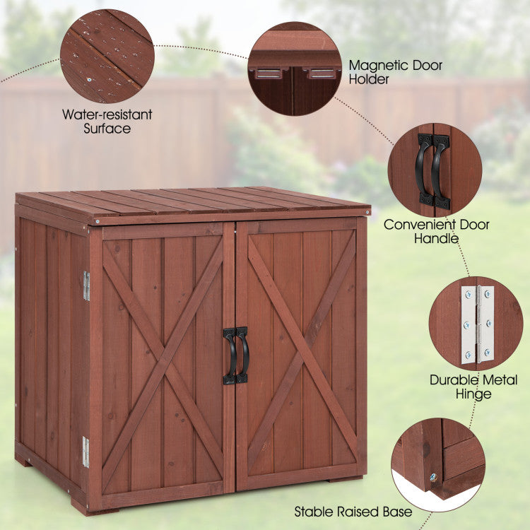 Outdoor Wooden Storage Cabinet with Double Doors