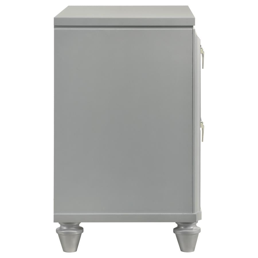 Veronica 2-drawer Nightstand Bedside Table Light Silver