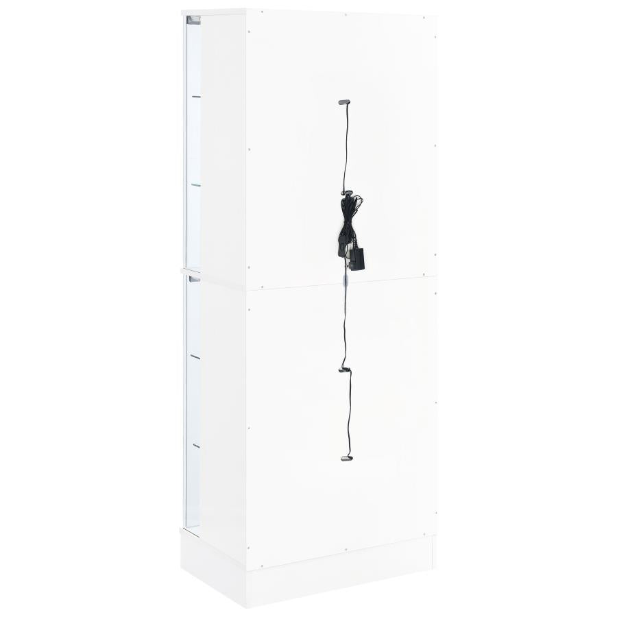 Cabra Display Case Curio Cabinet with Glass Shelves and LED Lighting White/ Black High Gloss