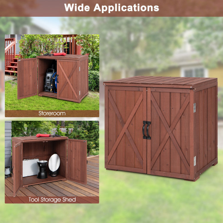 Outdoor Wooden Storage Cabinet with Double Doors