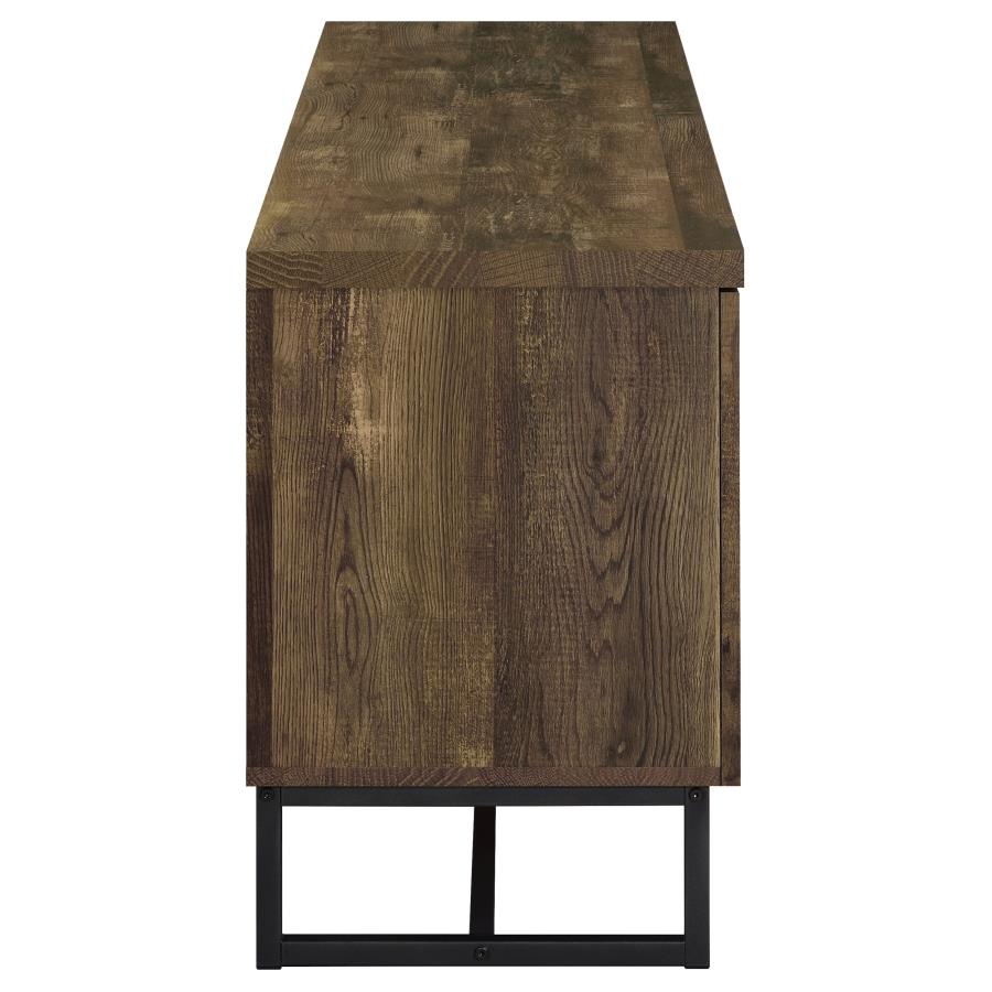 Myles 2-Door TV Console With Adjustable Shelves Rustic Oak Herringbone