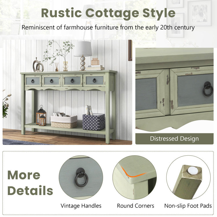 48 Inch Farmhouse Console Table with 2 Drawers and Open Storage Shelf for Hallway