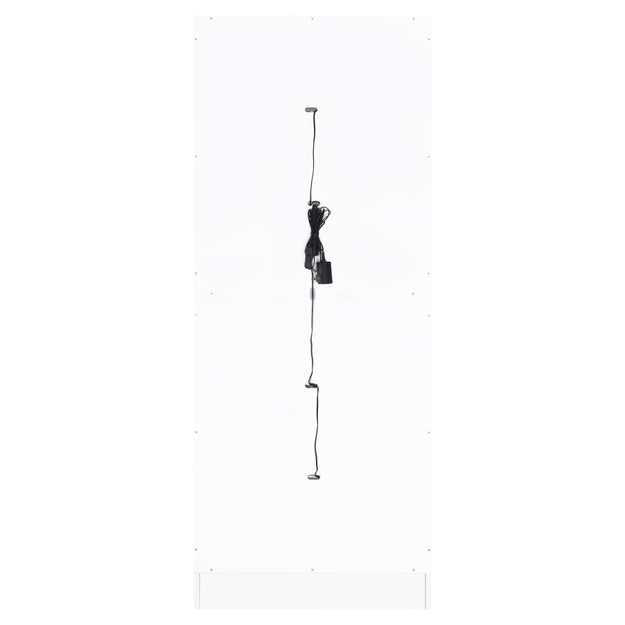 Cabra Display Case Curio Cabinet with Glass Shelves and LED Lighting White/ Black High Gloss