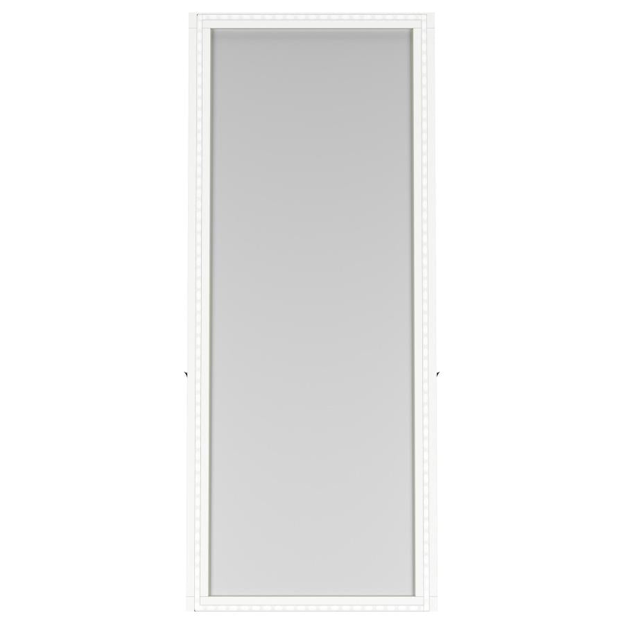 Windrose Full Length Floor Standing Tempered Mirror with LED Lighting White