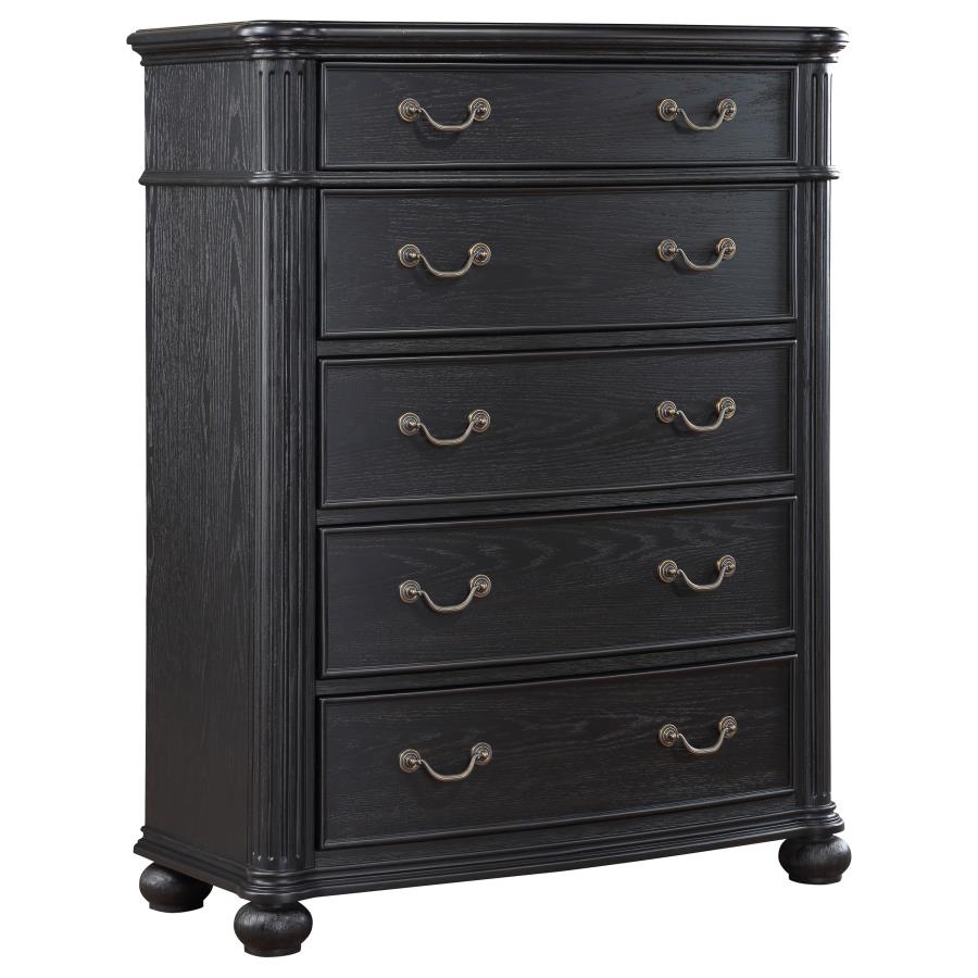 Celina 5-piece Bedroom Set with Upholstered Headboard Black and Beige