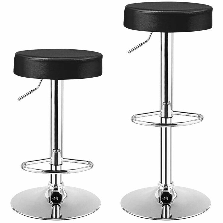Set of 2 Adjustable Swivel Round Bar Stool Pub Chairs