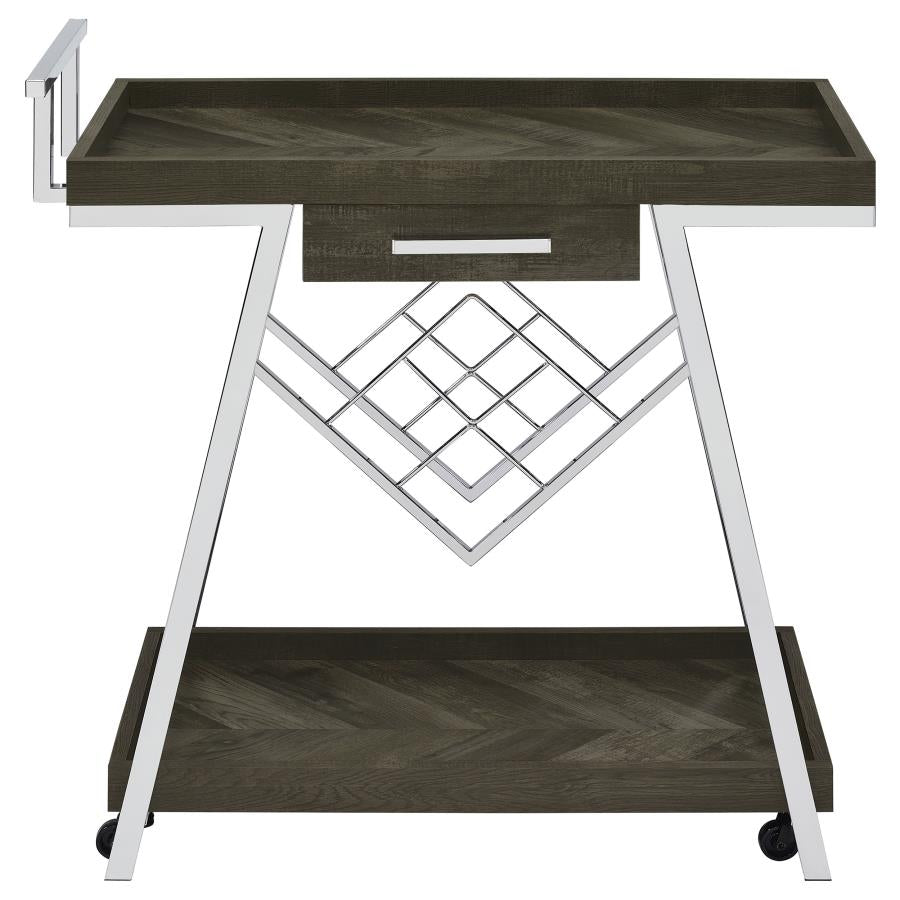 Kinney 2-tier Bar Cart with Storage Drawer Rustic