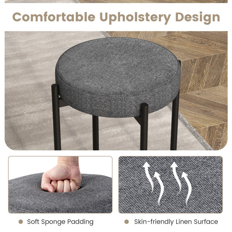 Bar Stools Set of 4 Upholstered Kitchen Stools with Foot Pads