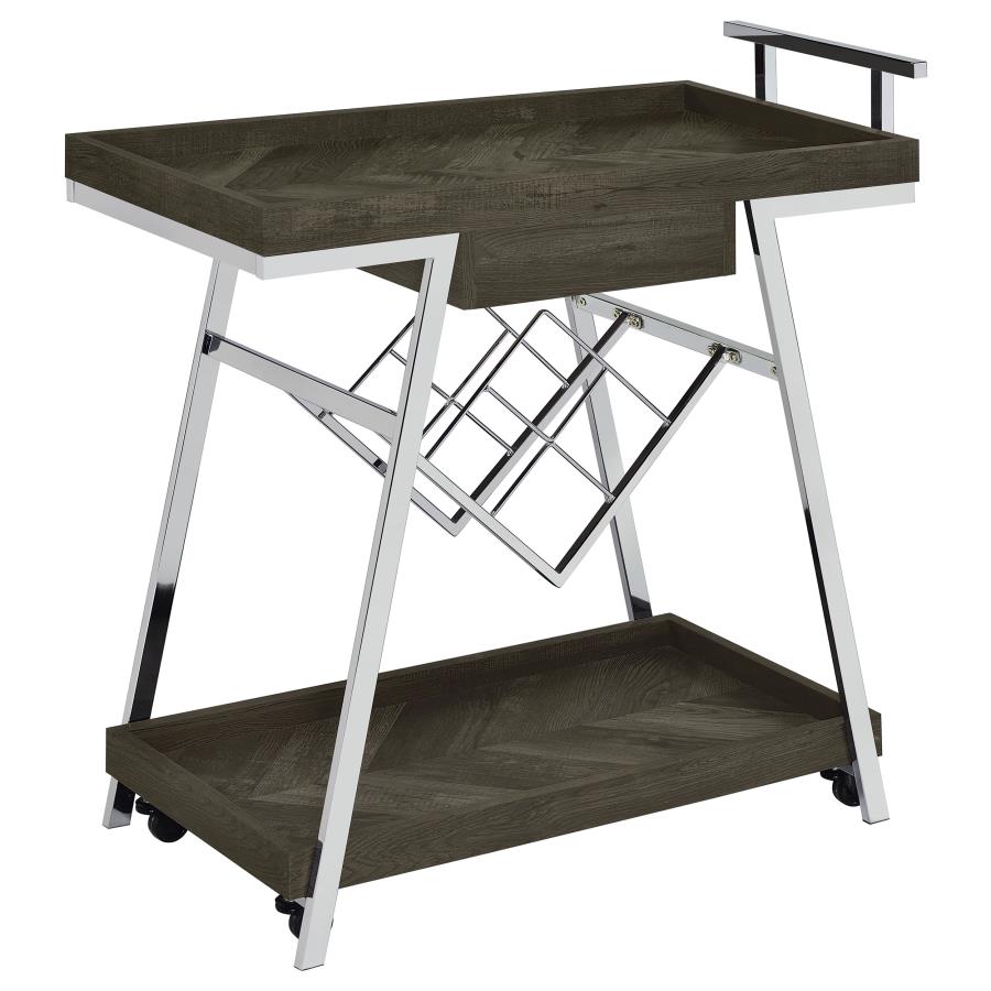Kinney 2-tier Bar Cart with Storage Drawer Rustic