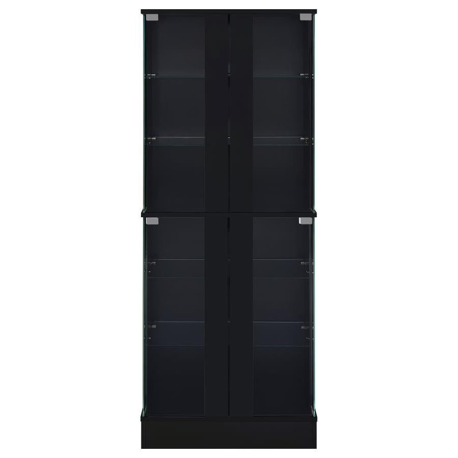 Cabra Display Case Curio Cabinet with Glass Shelves and LED Lighting White/ Black High Gloss