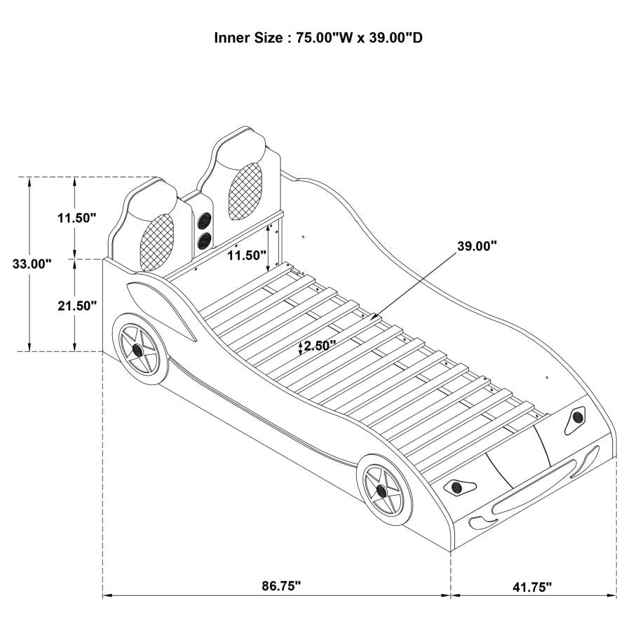 Cruiser Car Themed Twin Bed With Underglow Lights White