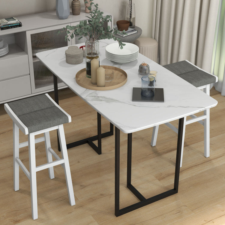 2 Pieces 26/31.5 Inch Upholstered Saddle Barstools with Padded Cushions