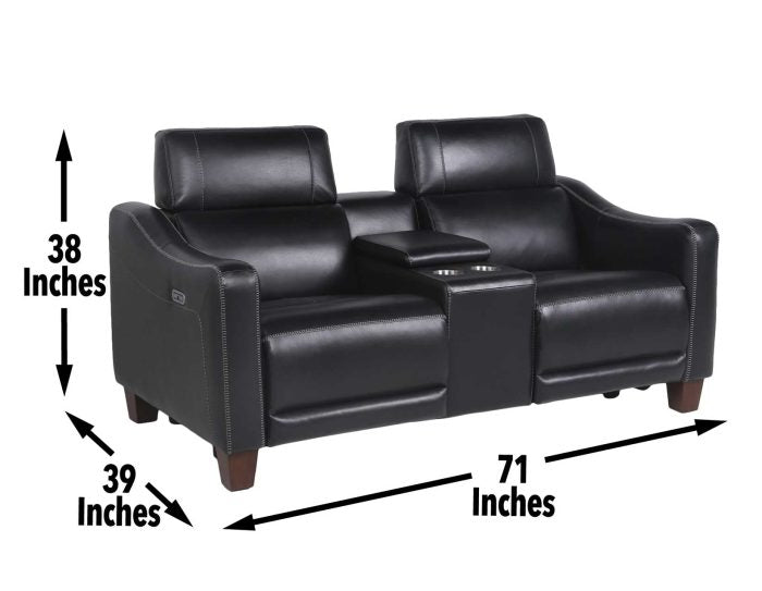 Giorno Dual-Power Leather Console Loveseat