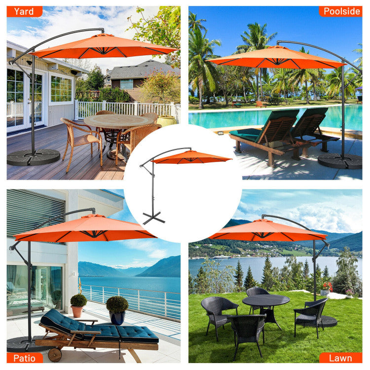 10 Feet Offset Umbrella with 8 Ribs Cantilever and Cross Base