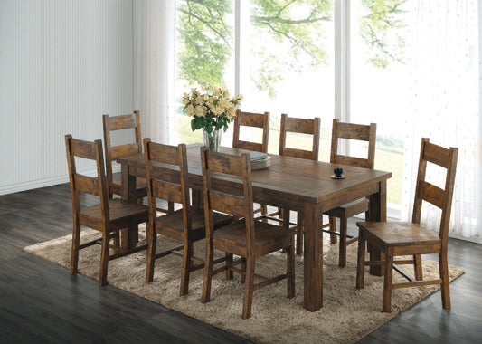 Coleman Rectangular 7 pc Dining Table Set Rustic Golden Brown