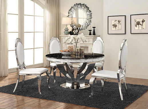 Antoine Oval Back Side Chairs Cream And Chrome (Set Of 2)