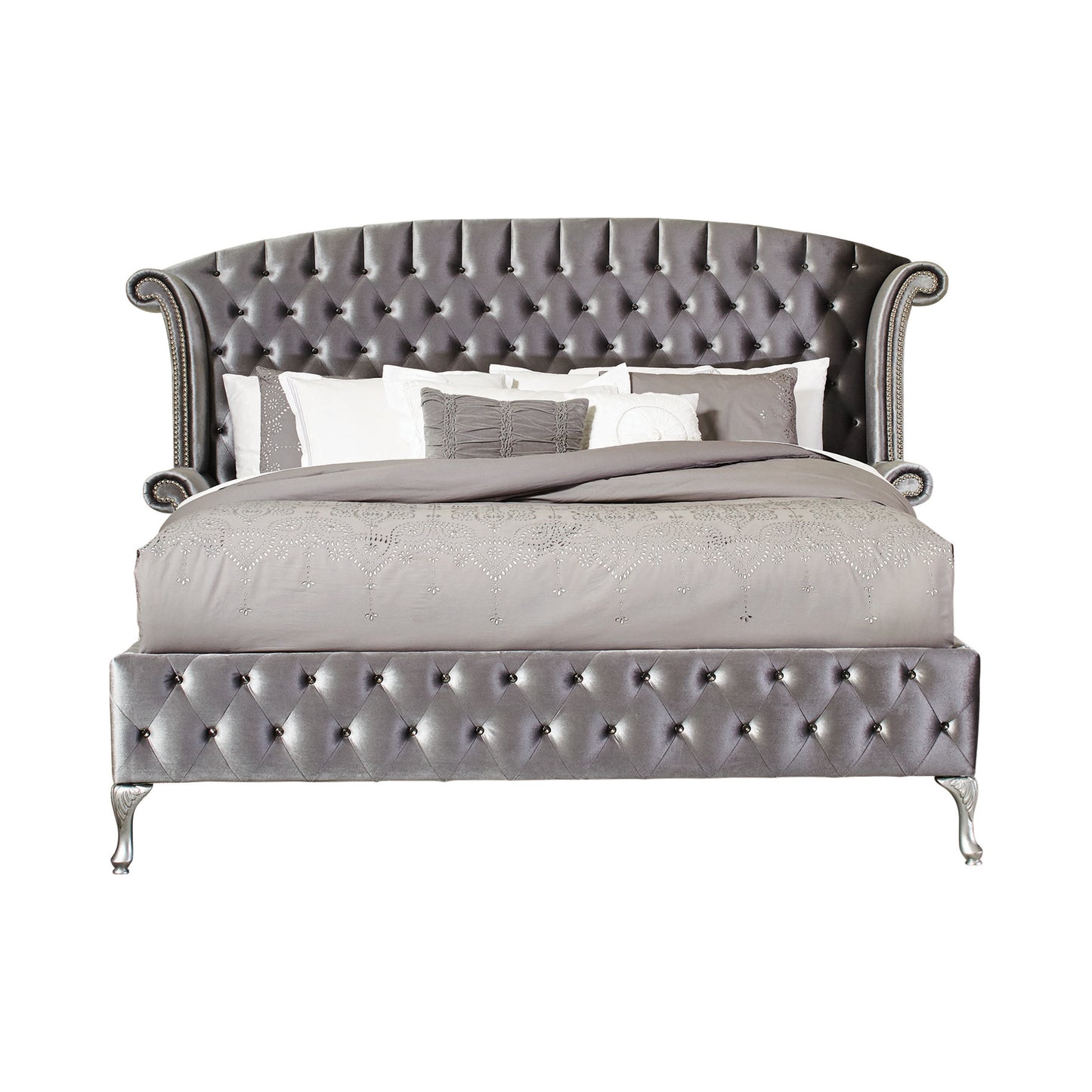 Deanna Tufted King Bed Grey