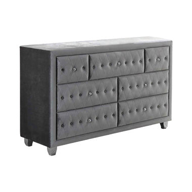 Deanna Tufted King Bed Grey